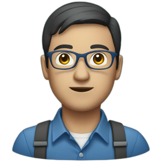 project manager dark short hair glasses blue shirt emoji