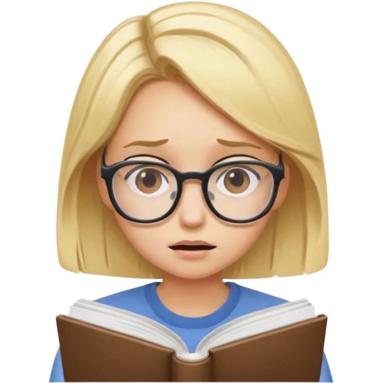 Create a blonde girls that is stressed because of studying. emoji