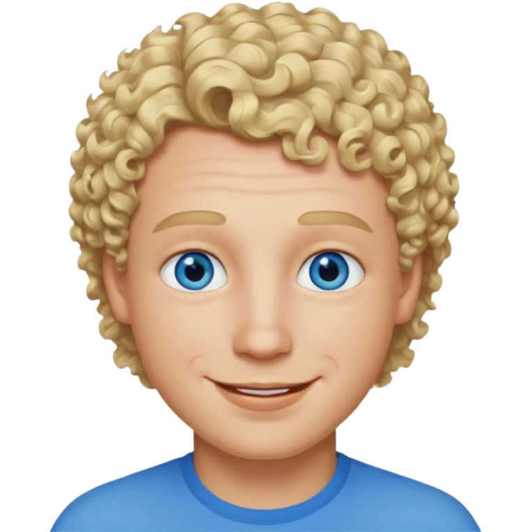 Man with blue eyes, short curly blonde hair and thick lips emoji