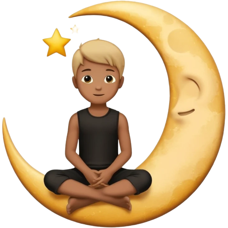 silhouette graphic of a boy sitting on a crescent moon, generate in emoji so I can use in chatting  emoji