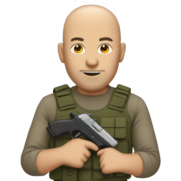 Bald man holding a gun emoji