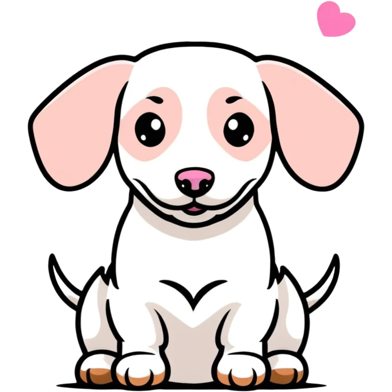 white mini dachshund with pink nose  emoji