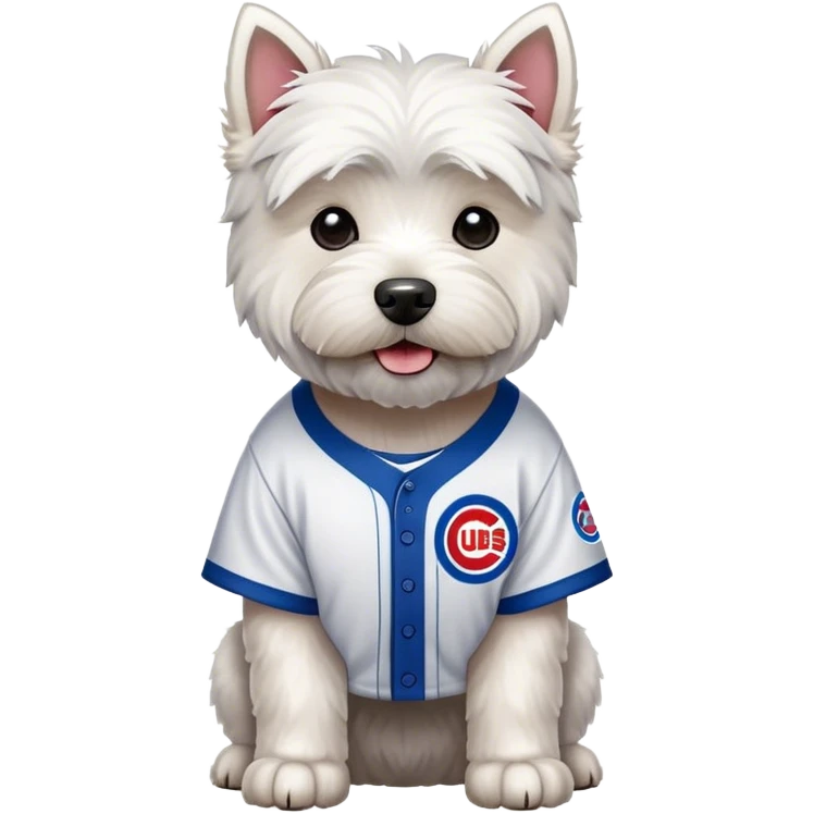 West highland terrier wearing Chicago cubs jersey emoji