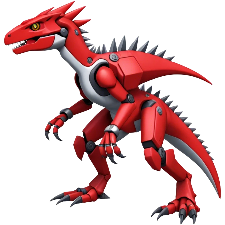 Spiky Cool Edgy Futuristic Red Digimon-Fakemon-Guilmon-Velociraptor-Mecha full body emoji