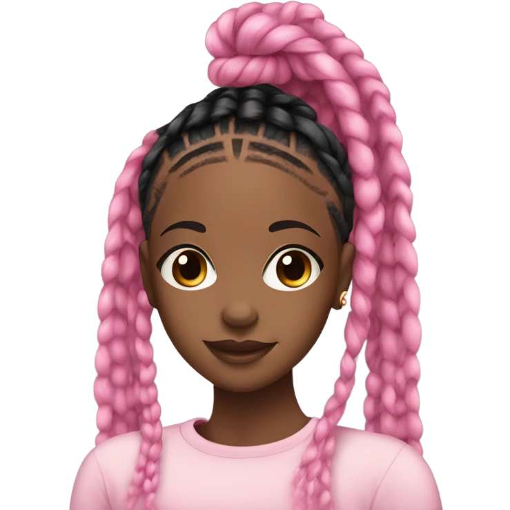 pretty brown skin black girl with black and pink box braids emoji