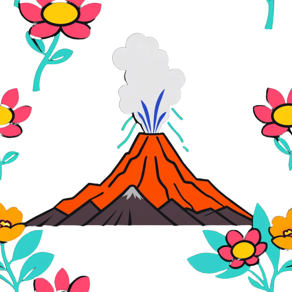 Flowers coming out of a volcano  emoji