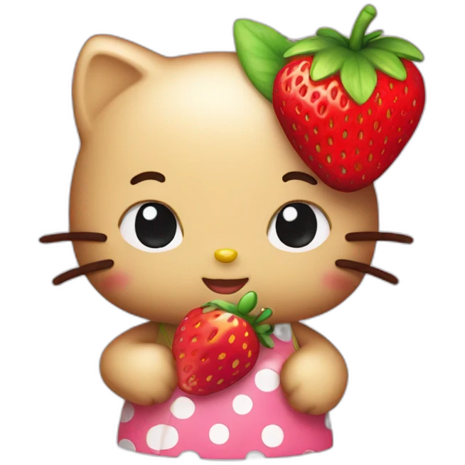 Hello kitty with a strawberry emoji
