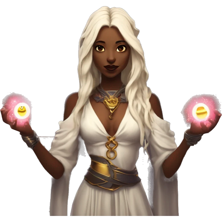 "Technomancy is the use of magic or mystical powers to control and manipulate technology” + "It's kind of like cyberpunk magic or how in some games, characters hack into systems using magic." 🖥️⚡🧙‍♂️ Make a ancient vampire technomancy goddess emoji