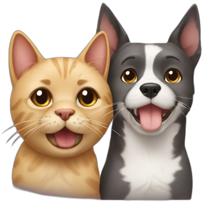 A cat and a dog best freinds emoji