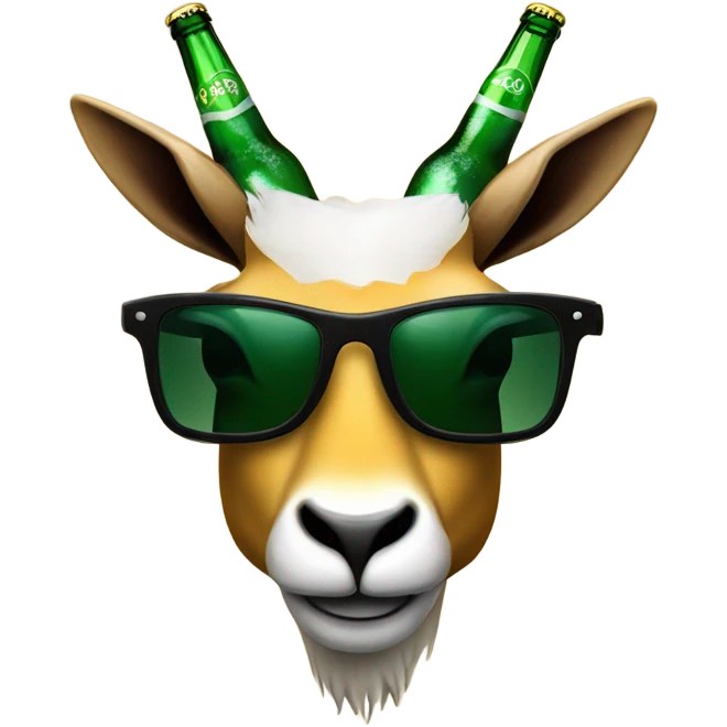 Springbok’s head wearing sunglasses next to a beer emoji