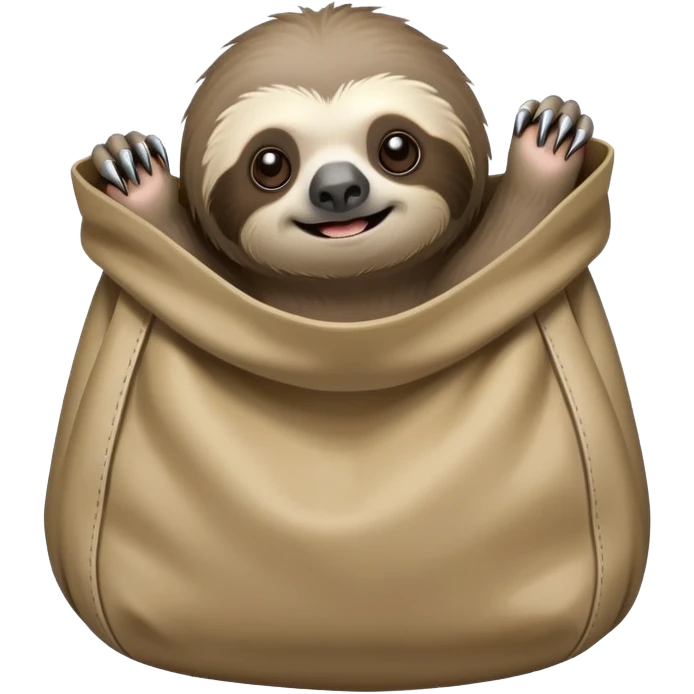 Oso perezoso de color gris cuerpo y garras como si estuviese saliendo de una bolsa  emoji