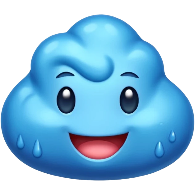 emoji con una textura irregular como un slime y con diferentes tonos de azul sin ojos emoji
