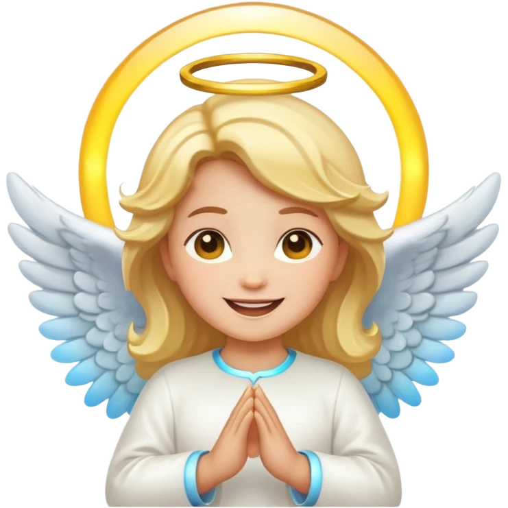 cartoon sticker of a colorful and cheerful angel emoji with a glowing halo above the head, no text, suitable for WhatsApp and Instagram emoji