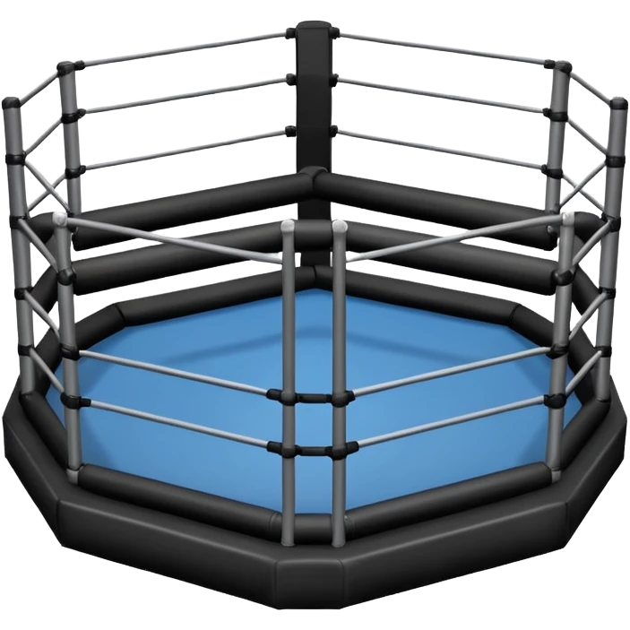 MMA cage arena object icon, octagon fighting cage with metal fence walls, padded corner posts, professional combat arena, 3D cartoon style, mobile game icon style, centered, clean background, no people, no text, no watermark
 emoji