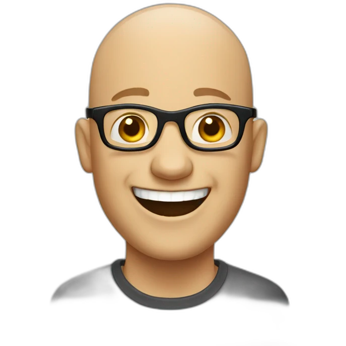 Bald guy with glasses laughing emoji