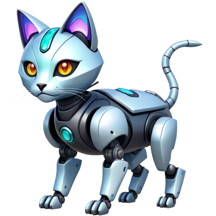  exotic tropical iridescent cyber-Protogen-Fakémon-Pokémon-Vernid-robot-cat-creature emoji