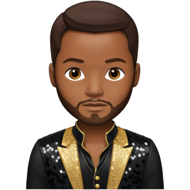 Jaheim with dark brown hair, black sequin outfit  emoji