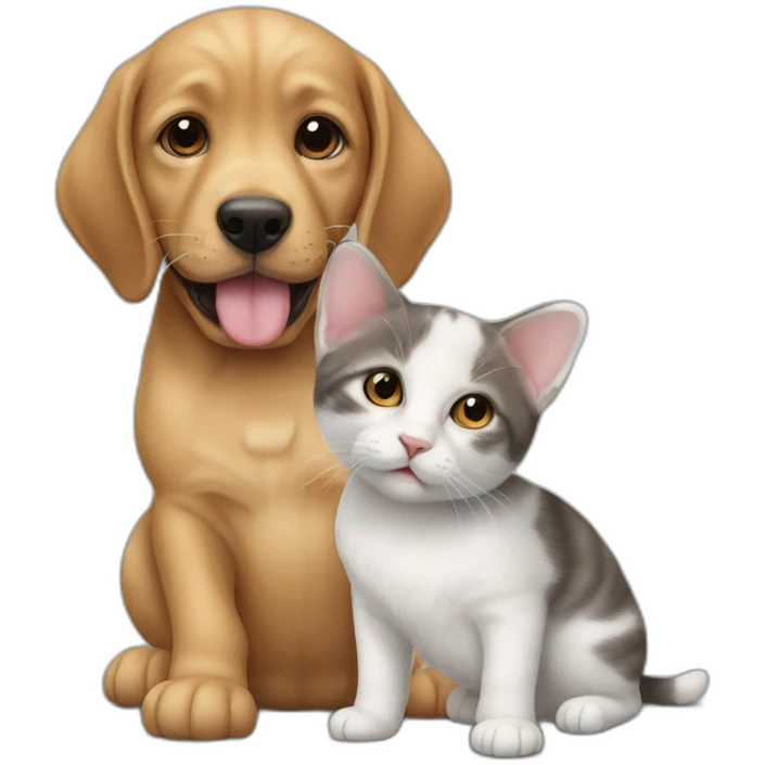 Bébé chat avec chien emoji