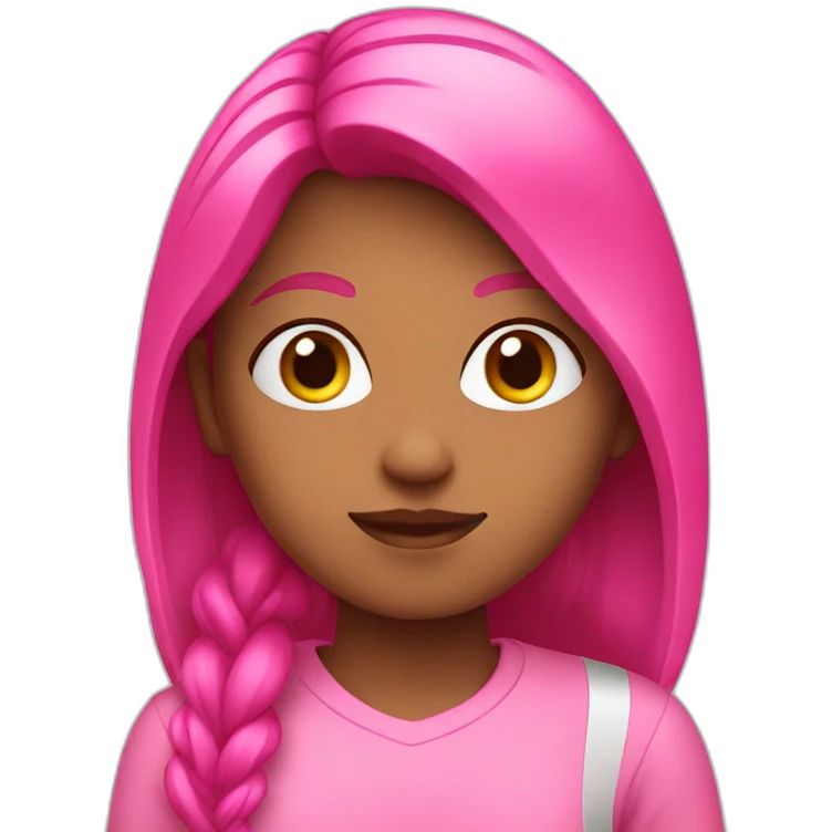 A girl wearing pink emoji