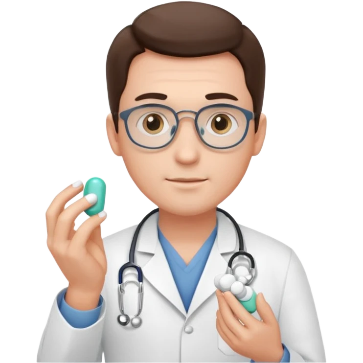 male doctor of medicine holding pills emoji