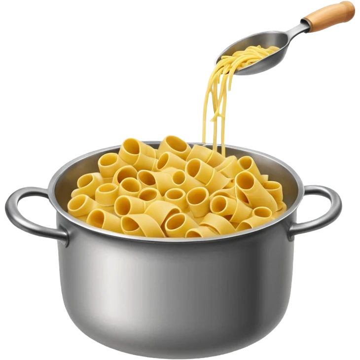 Pasta noodles cooking in a pot of boiling water emoji