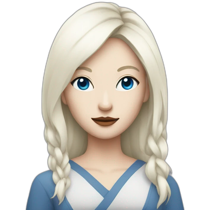 white women wearing half kitsune mask blue eyes emoji