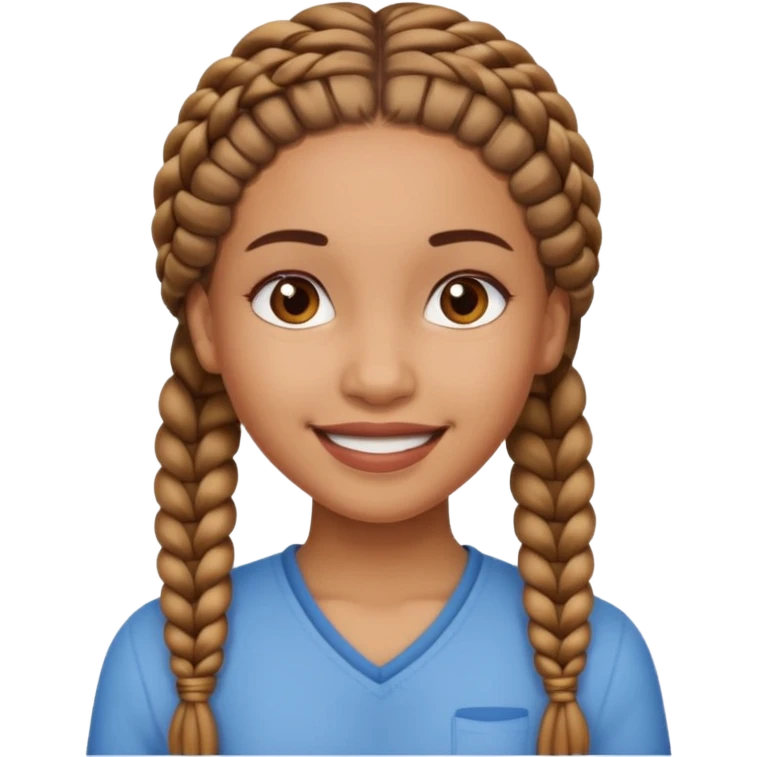 A lightskined girl smiling with brown braids emoji
