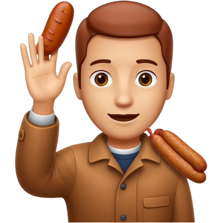 Waving hand with sausage emoji