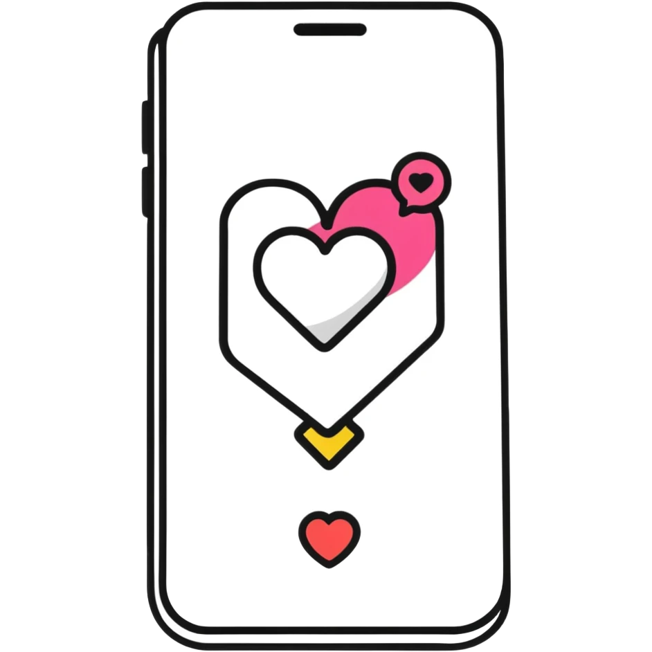 phone with an Instagram-like heart notification popping out emoji