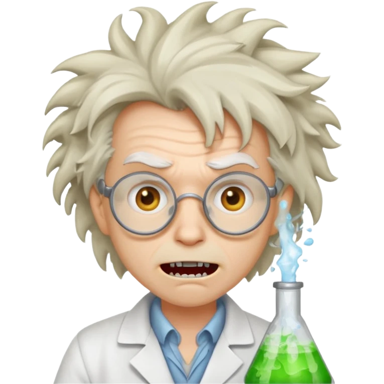 Snaggletoothed mad scientist emoji