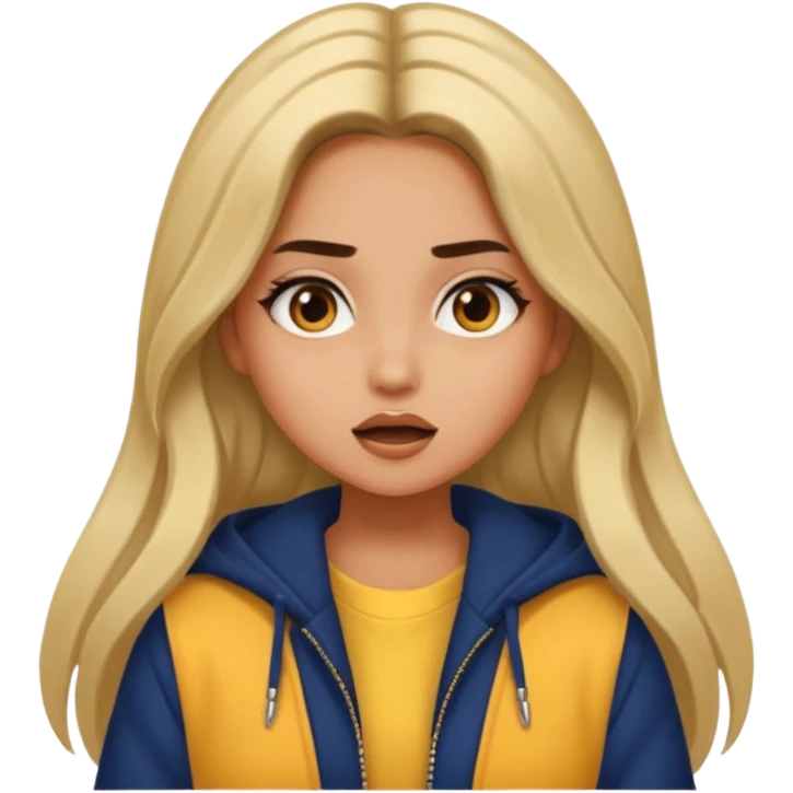 pretty long hair girl middle parted, amazed, good clothes, tanned, baddie, RELLY PREETY emoji