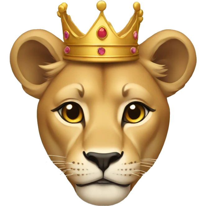 a lioness with a crown and a queen's costume emoji