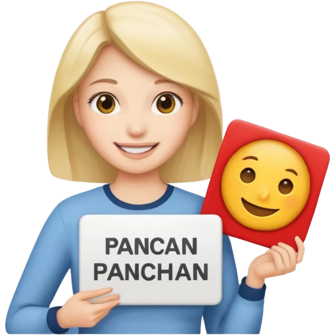 Голая девушка держит табличку с надписью Panchan emoji