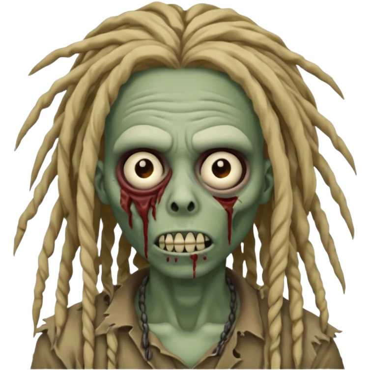 create zombie with dreadlocks have some of the drealocks cover his face now add a nose ring emoji