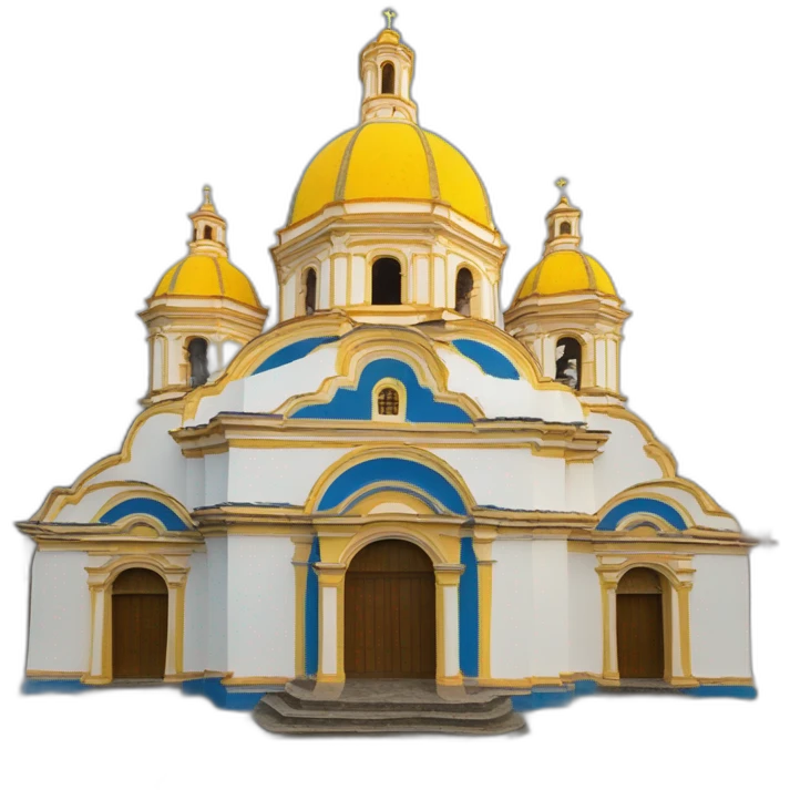 Catholic Temple from La Piedad Michoacán like church of Cúpula de Santa María del Fiore with the dome with tiles yellow and blue emoji