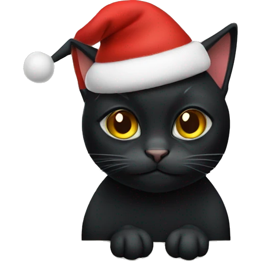 black cat with a Christmas hat emoji