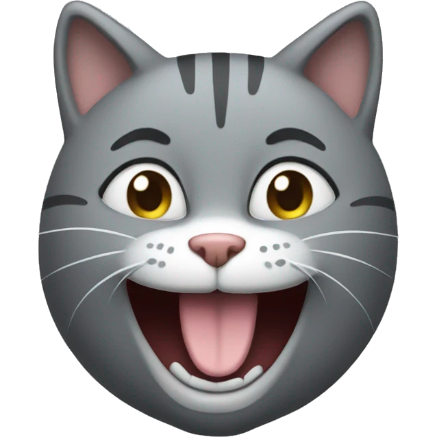 A gray cat, smiling emoji