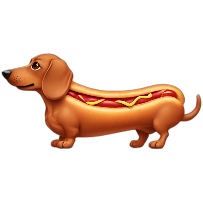 dachshund with Hotdog body emoji