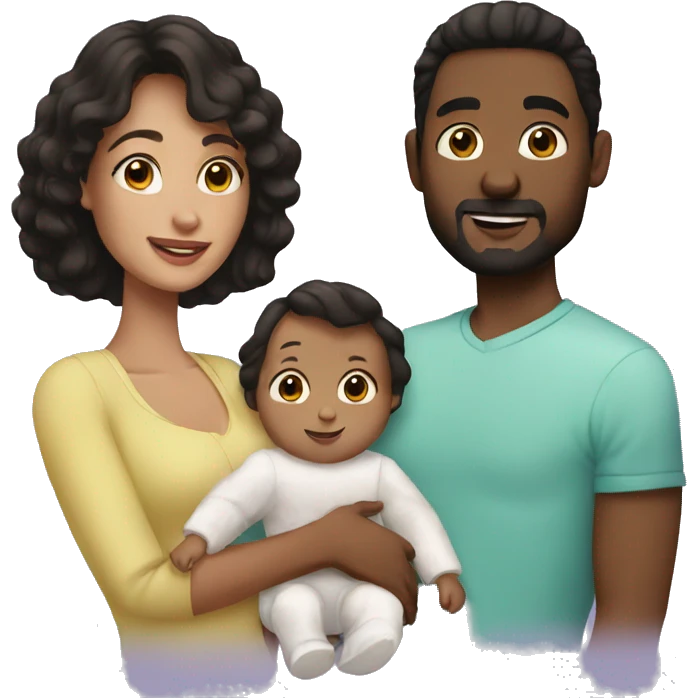 white couple with baby dark hair emoji