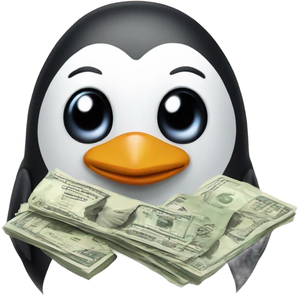 penguin with money emoji