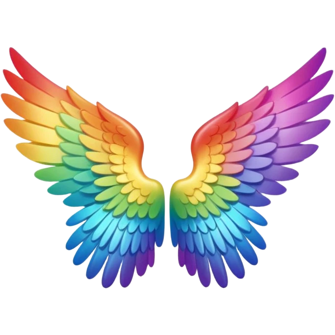 Tiny small mini left and right rainbow angel wings. Between left and right wings there is a little blank. emoji