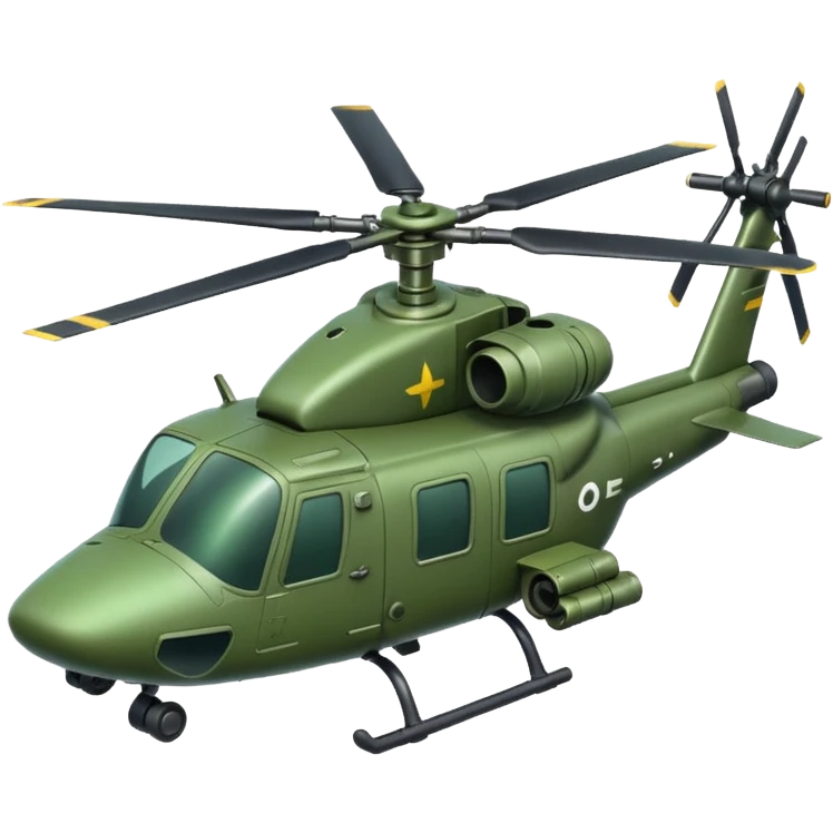 Green battle helicopter with cannon emoji