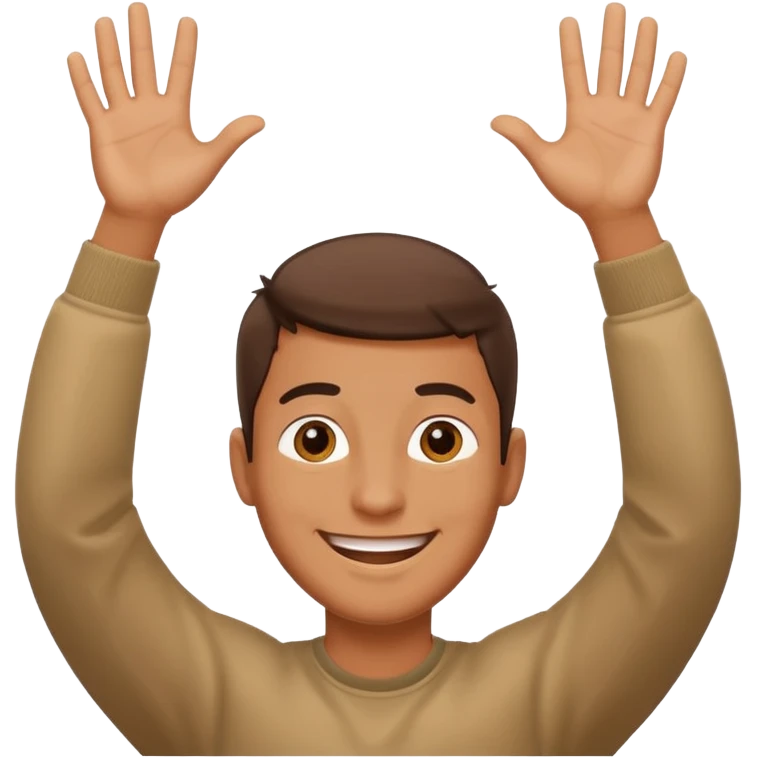 happy guy with hands above head emoji