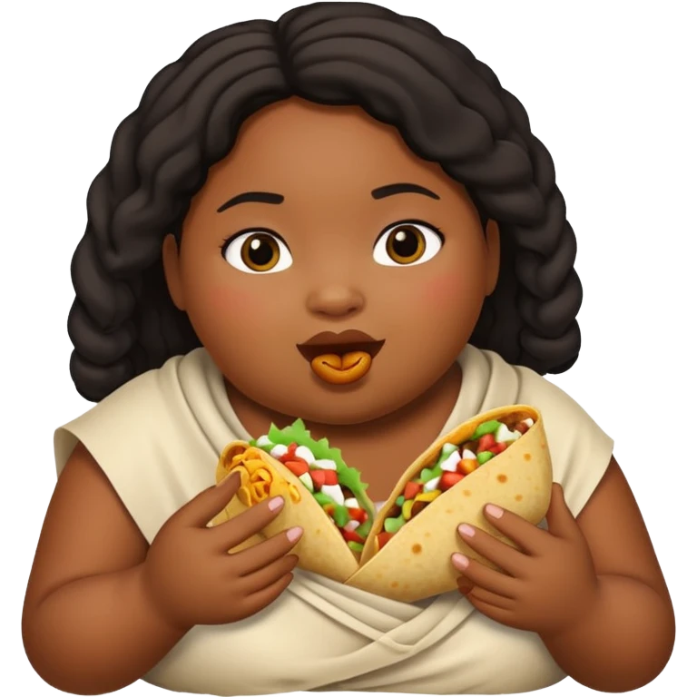 Fat black girl eating a burrito  emoji
