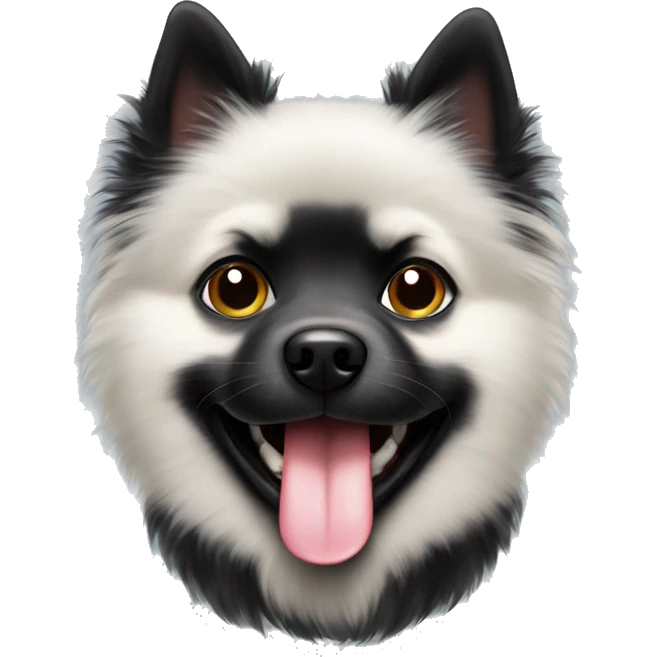 Black spitz with tongue out emoji