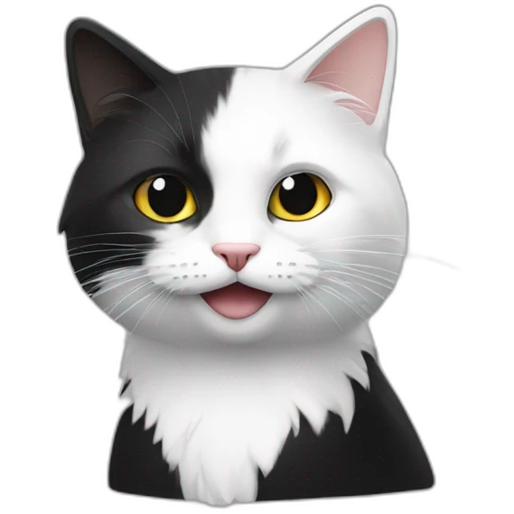 Chat poil noir et blanc emoji