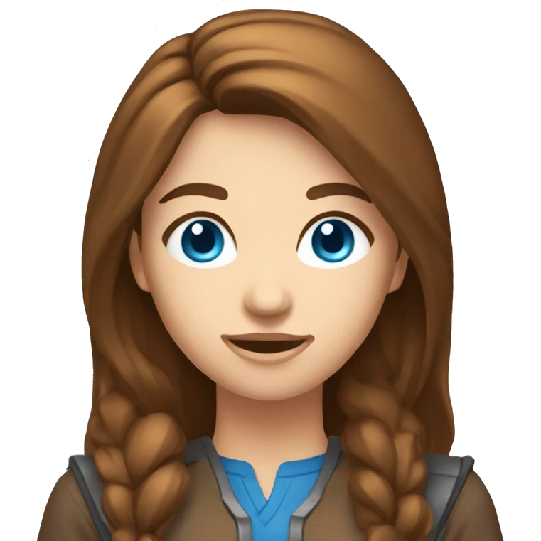 caucasian female blue eyes long brown hair playing video game emoji