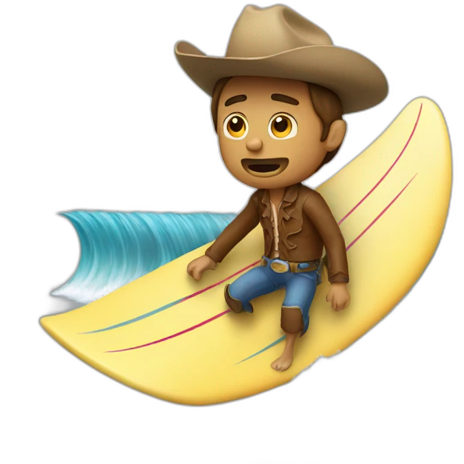 sad cowboy surfing a wave emoji