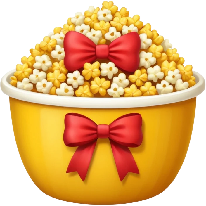 popcorn in bowl with bow emoji