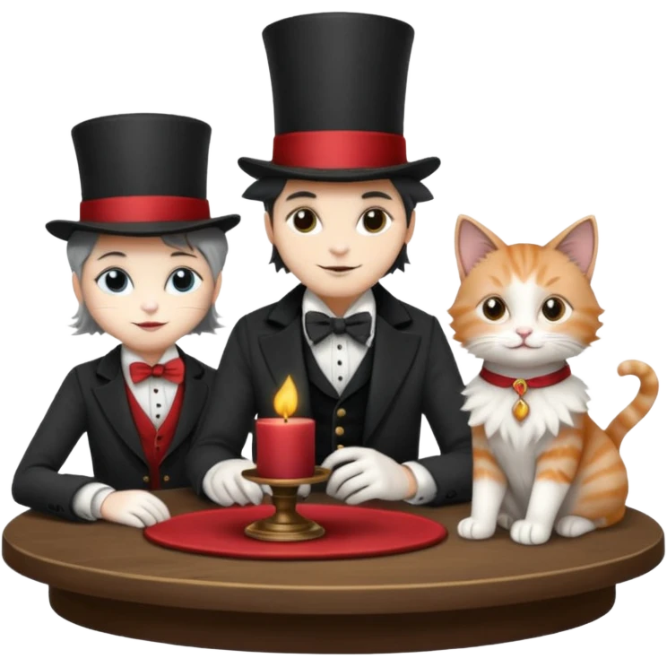 magician couple and their pet cat emoji